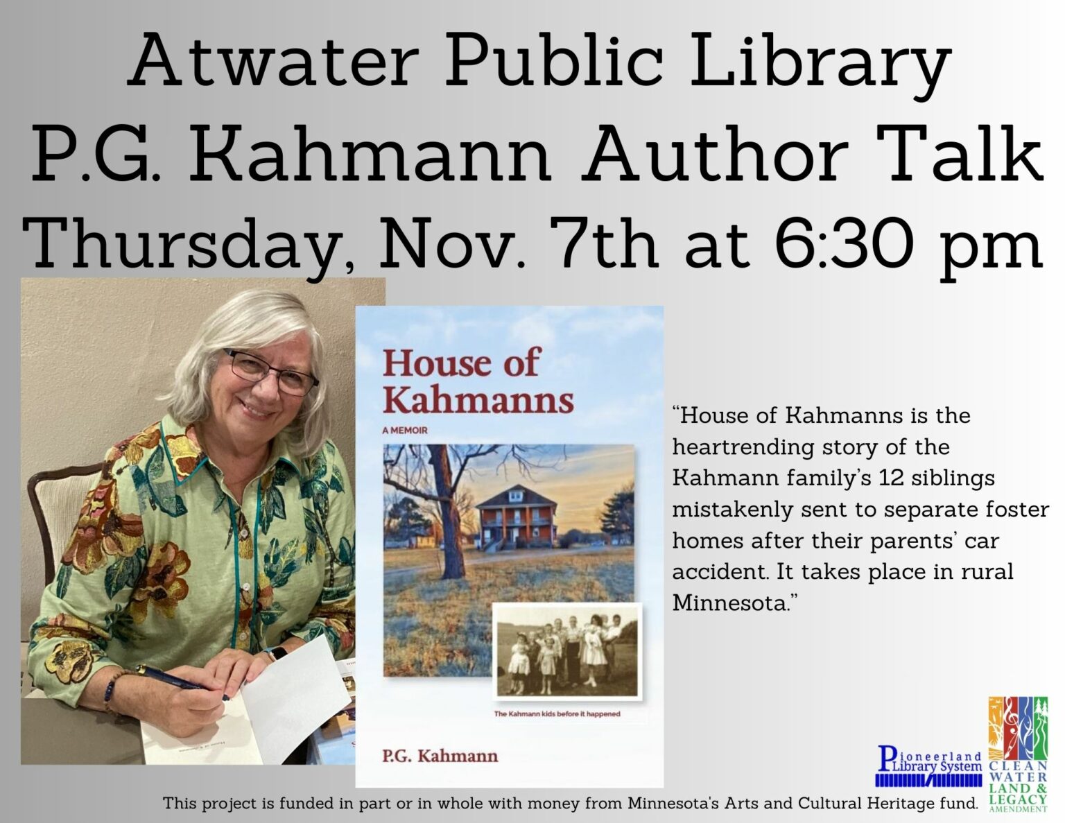 Atwater Public Library House of Kahmanns author talk